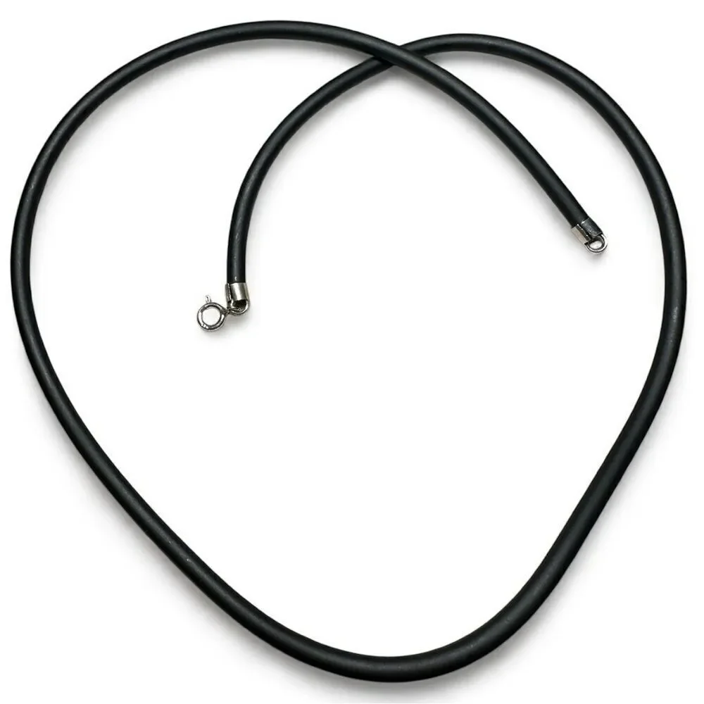 22” Black Cord Necklace - Unisex | 925 Silver Clasp | Minimalist | Great…